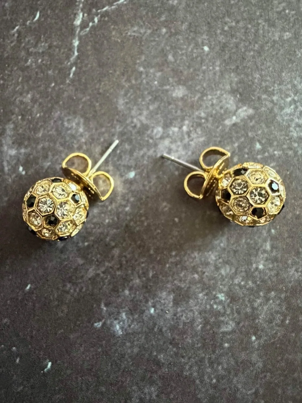 KATE SPADE • Black Crystal Gold On The Ball Earrings